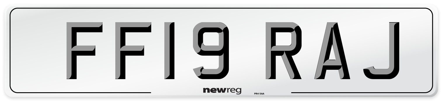 FF19 RAJ Number Plate from New Reg